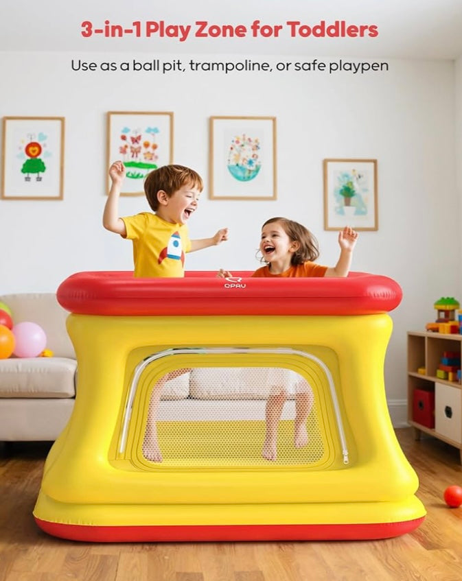 QPAU 3-in-1 Toddler Ball Pit & Trampoline