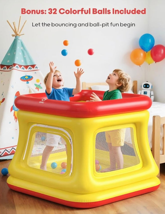 QPAU 3-in-1 Toddler Ball Pit & Trampoline