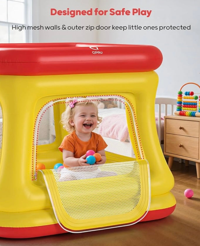 QPAU 3-in-1 Toddler Ball Pit & Trampoline